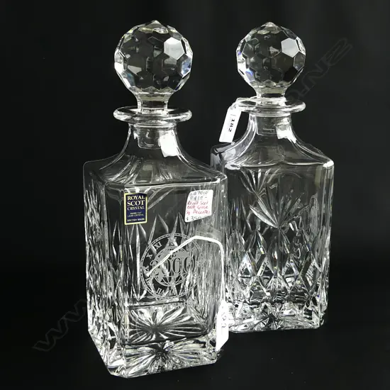 Two  Royal Scot hand cut lead crystal 'Millenium' decanters
